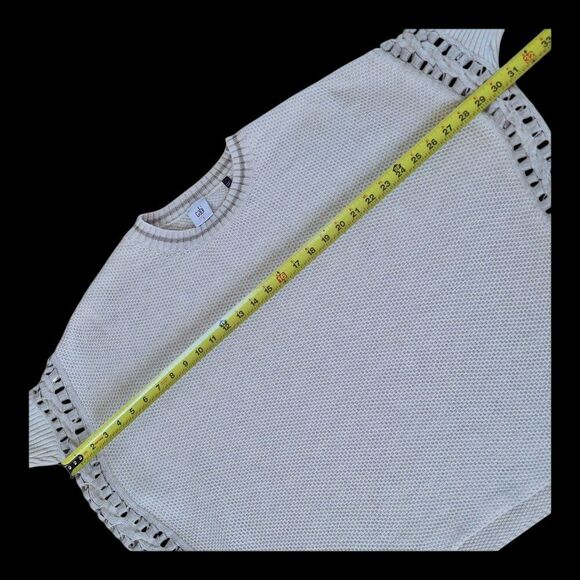 CAbi Slip Stitch Sweater S Oversized Chunky Knit Tunic Lagenlook Pullover Cream - Picture 7 of 16